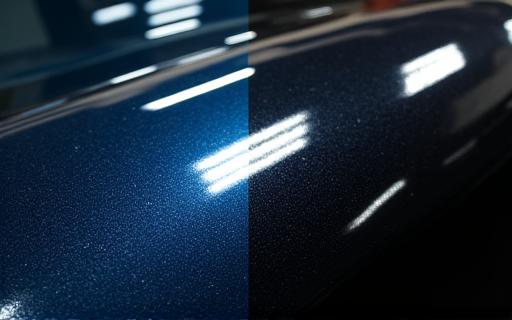 Half-and-half shot showing corrected paint vs swirled paint.